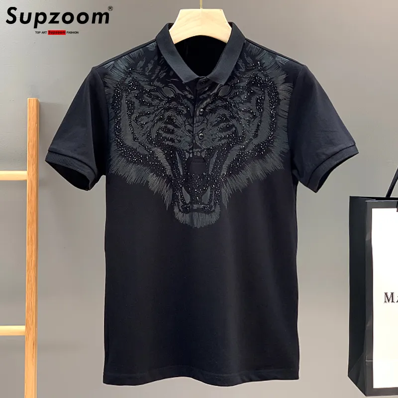 Männer Polos Supzoom Ankunft Tiger Kopf Druck Kurz Gestrickte Casual Solide Sommer Männer T-shirt Freizeit Baumwolle T-shirt 230613