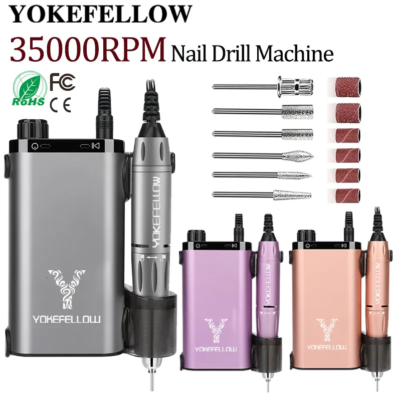 Nail Art Kits 35000RPM Professional Drill Machine For Acrylic Gel Polish Rechargeable Nails Sander With HD Display Salon Tools 230613