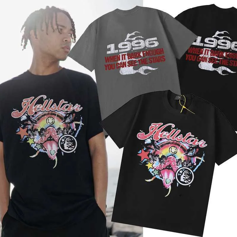 Hellstar Studios Trendy Hip-Hop Short Sleeves Man Women T Shirts Unisex Cotton Tops Men Vintage T-Shirts Summer Loose Tee Rock NMD5
