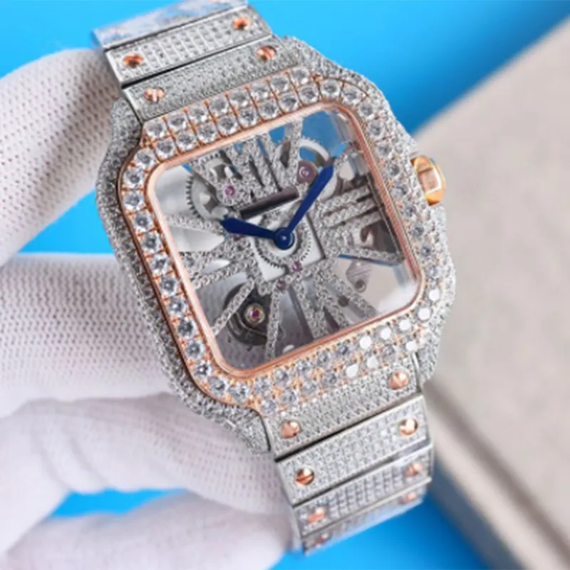 Diamond Watch Erkekler İzler İzle Out Tam Otomatik Mekanik Tasarımcı Kol saatleri Safir Paslanmaz Çelik Kayış Su geçirmez 40mm