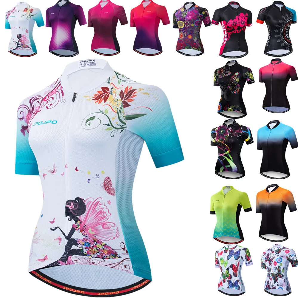 Cykeltröjor toppar Jersey Women Bike Mountain Road Mtb Top Female Bicycle Shirt Short Sleeve Racing Riding Clothing Summer Lady White 230612