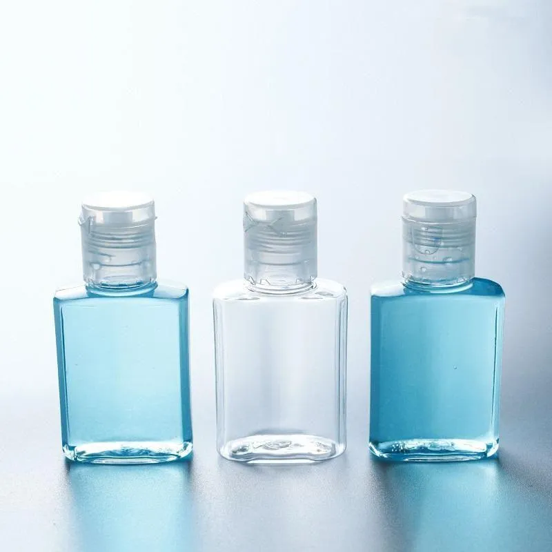 15ml 30ml hand sanitizer PET plastic bottle with flip top cap square shape for Make-up lotion disinfectant liquid Wvqhf