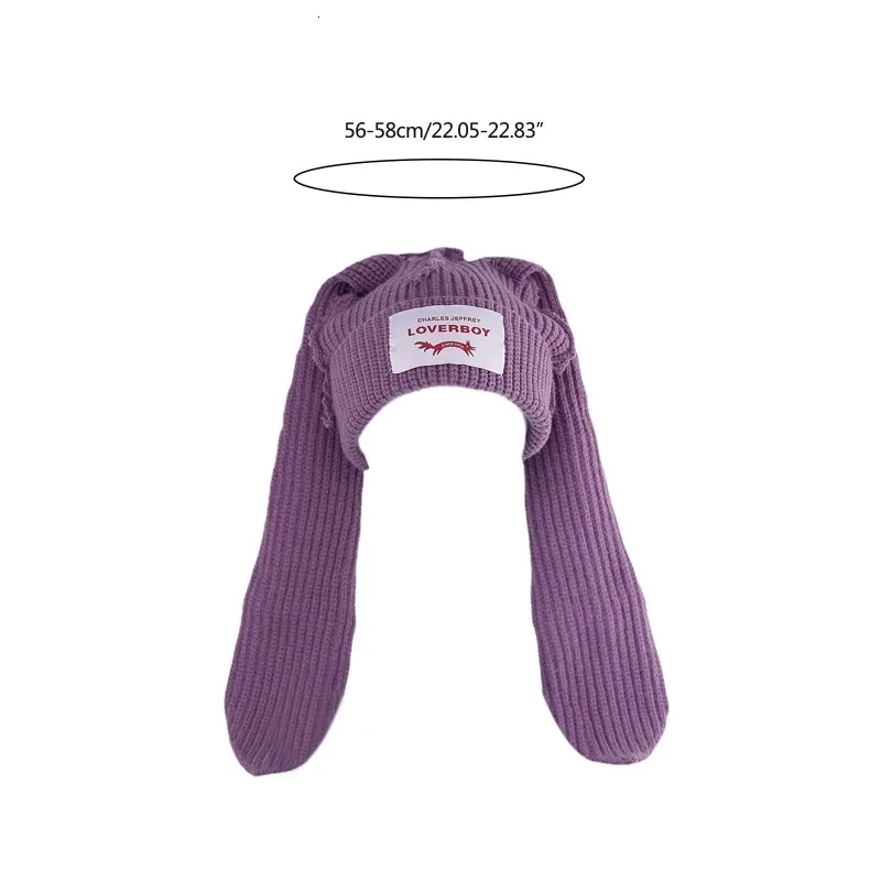 BeanieSkull Caps Skullies Beanie Cappello a orecchio lungo Cappello lavorato a maglia all'uncinetto Simpatico cappello da coniglio Orecchie di coniglio Cappelli per donna Cappelli caldi invernali Cappellini caldi R7RF 230612