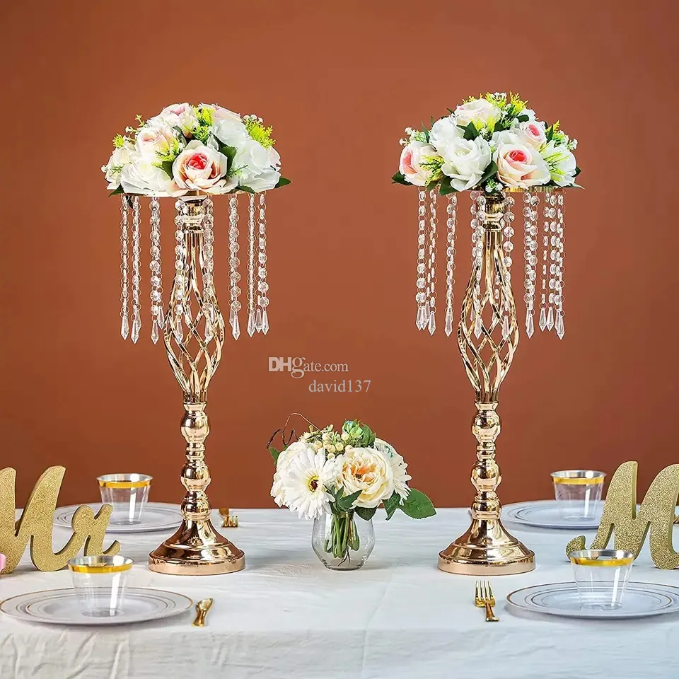 40 à 90 cm de hauteur) Centres de table de fête de mariage Support de support de fleurs en métal avec chaîne en cristal pour la décoration de vacances à la maison d'hôtel D007
