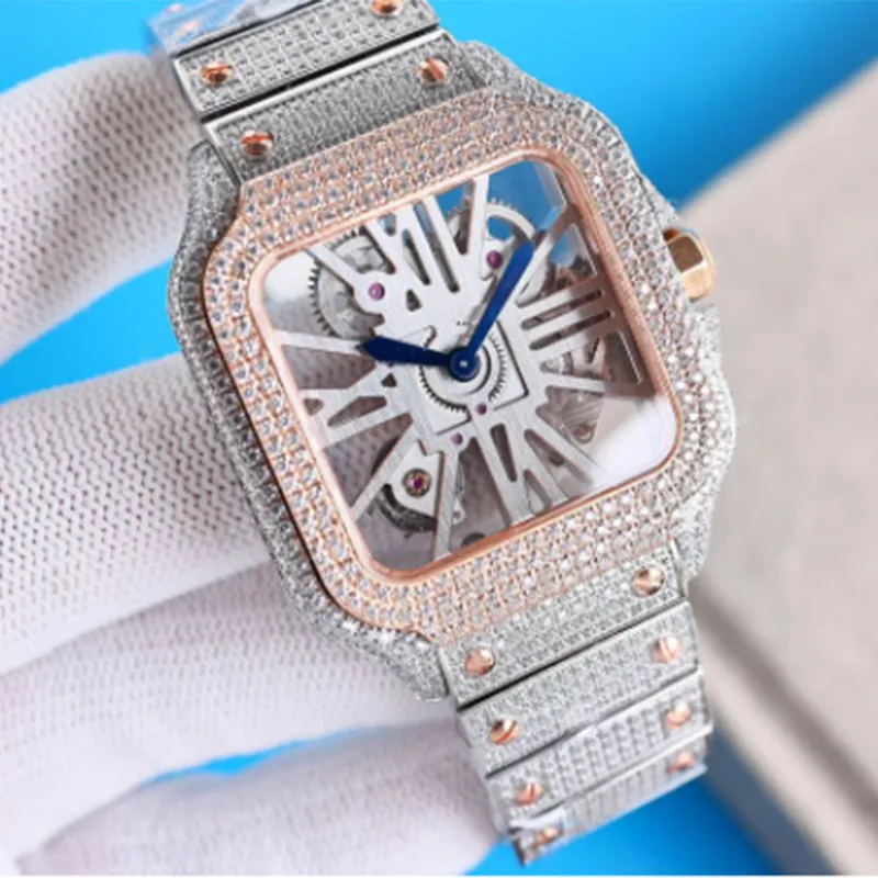 アウトダイヤモンドホローメンズウォッチウォッチオートマチックメカニカルデザイナー腕時計Sahireステンレススチールストラップ防水40mm 785783