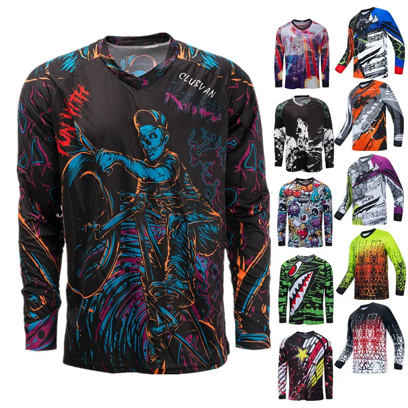 Cycling Shirts Tops Summer mtb Bike Jersey Men Long Sleeve Motocross Shirt Offroad Motocycle Clothes Downhill DH Dirt Bicycle 230612