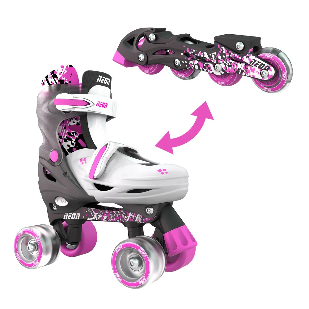 Inline Roller Skates Neon Combo Cyber Skates Kids Size 3-6 PinkBlack Unisex One Pair Kids Skate Inline and Quad 230612