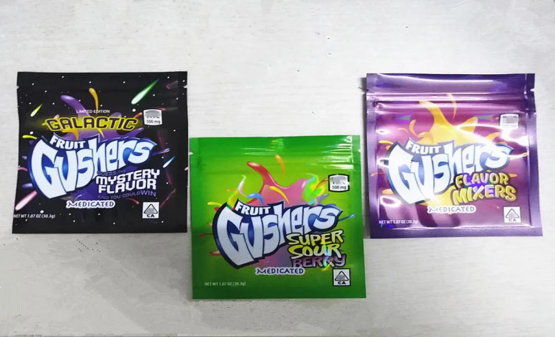 Empty Fruit Gushers Mylar Bag Medicated Gummy Edibles Packaging 500mg