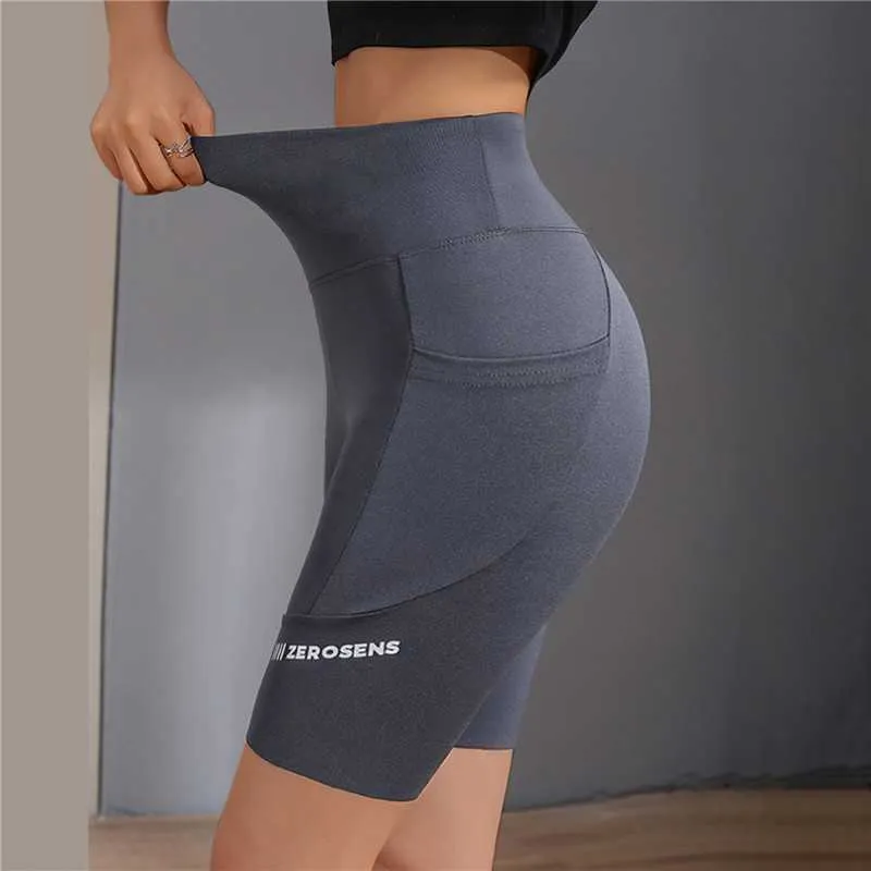 Pantaloncini da donna Pantaloncini da motociclista senza cuciture Donna Fitness Casual Vita alta Moda Estate Pantaloni sottili al ginocchio Pantaloncini da ciclismo neri Streetwear