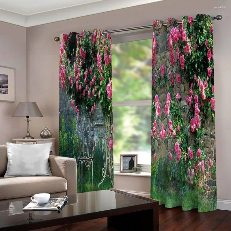 Curtain Beautiful 3D Curtains Elegant Flower For Living Room Bedroom Drapes Custom Any Size