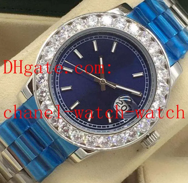 Alta calidad 2 colores Big Diamond Blue Dial Reloj para hombre 40 mm 116300 18k oro amarillo Dial romano Maquinaria para hombres Movimiento automático Relojes de pulsera