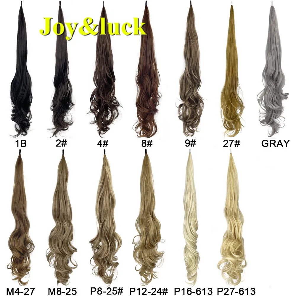 Pferdeschwänze, synthetische, flexible, umwickelte, lange Pferdeschwanz-Haarverlängerungen, natürliche Welle, niedlich, blond, schwarz, grau, für Frauen, Fake Tail 230613