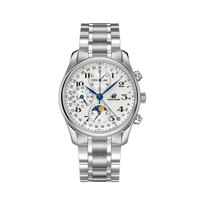 Męski zegarek Business Automatyczne wielofunkcyjne zegarek Sun Moon Star Designer Watch odpowiedni do pracy na imprezę wodoodporną