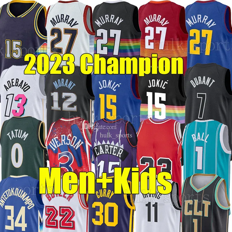 27 Murray 30 Curry Basketball Jerseys 1 Ball 7 Durant 0 Tatum 15 Carter Jokic Wade Doncic Lavine Butler Antetokounmpo Morant Embiid Iversion Adebayo Men Kids Vest