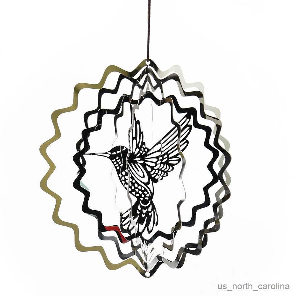 Dekoracje ogrodowe żelazne hummingbird wiatrowe dzwonki obrotowe ozdoby kreatywne sypialnia Mała świeża dekoracja drzwi wiszące miedziane dzwonek R230613