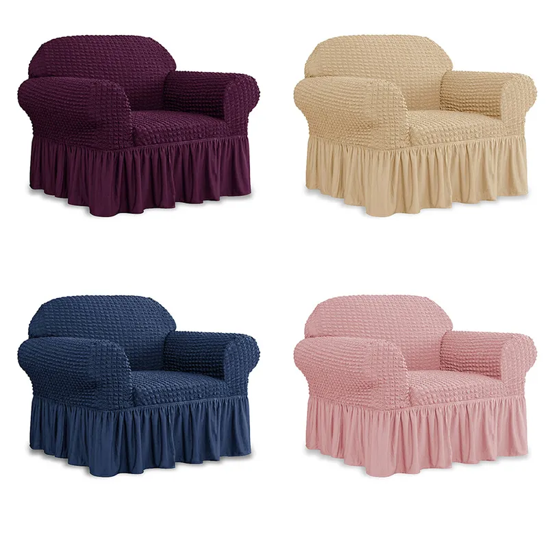 Stuhlhussen 1-Sitzer-Sesselbezug im europäischen Stil mit Rock, Stretch-Sofa-Schonbezug für Wohnzimmer, elastische Couch 230613