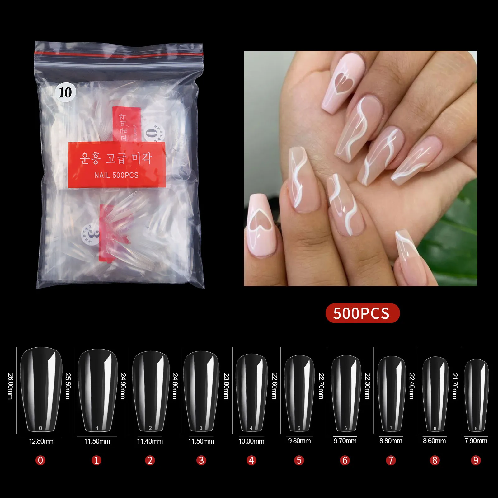 GetUSCart- XXL No C Curve Square Nail Tips for Acrylic Nails Professional,  504PCS Clear Tapered Square Straight Nail Tips Half Cover Long Fake Nails,  Coffin Ballerina French Nails for DIY Home and