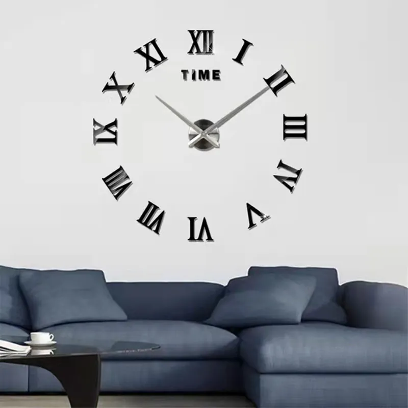 NOWOŚĆ 3D Rzymska liczba rzymska lustro akrylowe zegar ścienny naklejka moda DIY kwarcowe zegary oglądać domowe dekorację naklejki na salon