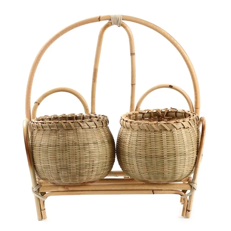 Wicker Basket Handmade Rattan Basket Portable Space Saving Storage  Organizer Creative Durable Gift