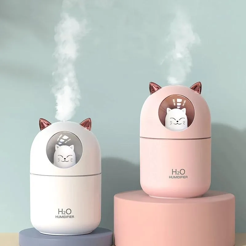 Humidifiers 300ML Cute Rabbit UltraSilent Portable Electric Air Humidifier Ultrasonic Vaporizer Mini Aroma Essential Difuser Purificador