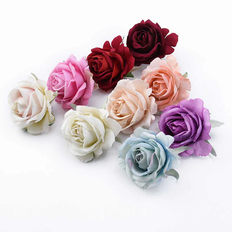 Dried Flowers 5/10Pcs Wedding Decorative Garden Wall Christmas Decorations for Home Brooch Silk Roses Diy Gifts Artificial Wholesale