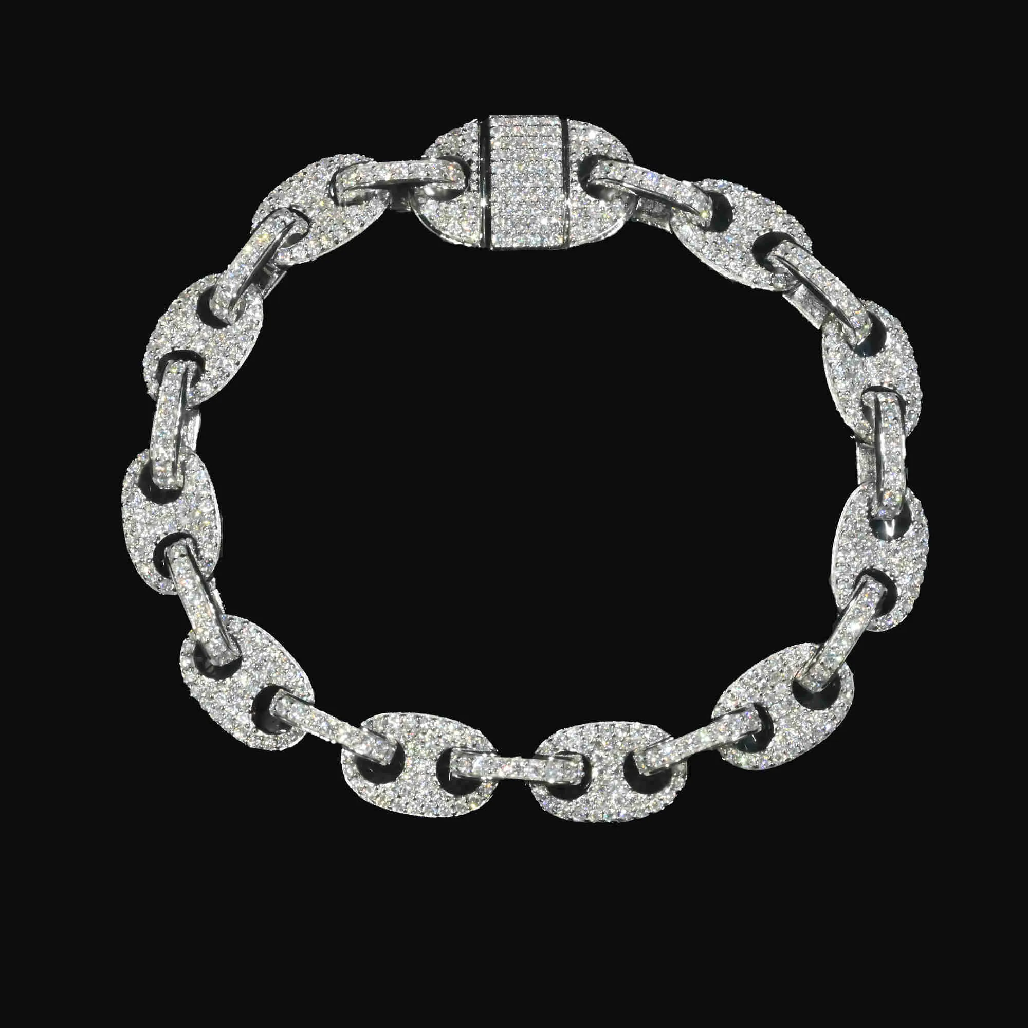 Pass Diamond Tester VVS ICE OUT MOISSANITE KAHRAMAN KAHVE KUNAN BAĞLANTI Zinciri 8mm bileklik Sier Fine Twelry Erkek Kadın