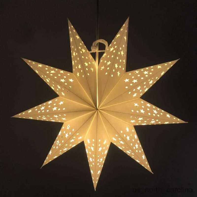 Decorazioni da giardino 45cm Scava fuori la copertura della lampada di carta stella Paralume Decorazioni Copertura della lampada Griglia della finestra Copertura della luce notturna della camera da letto di casa R230613