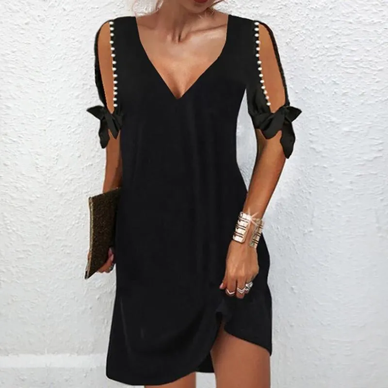 Casual Dresses Black Formal Maxi For Women Shirt Fashion V Neck Mini Dress Summer Backless Evening