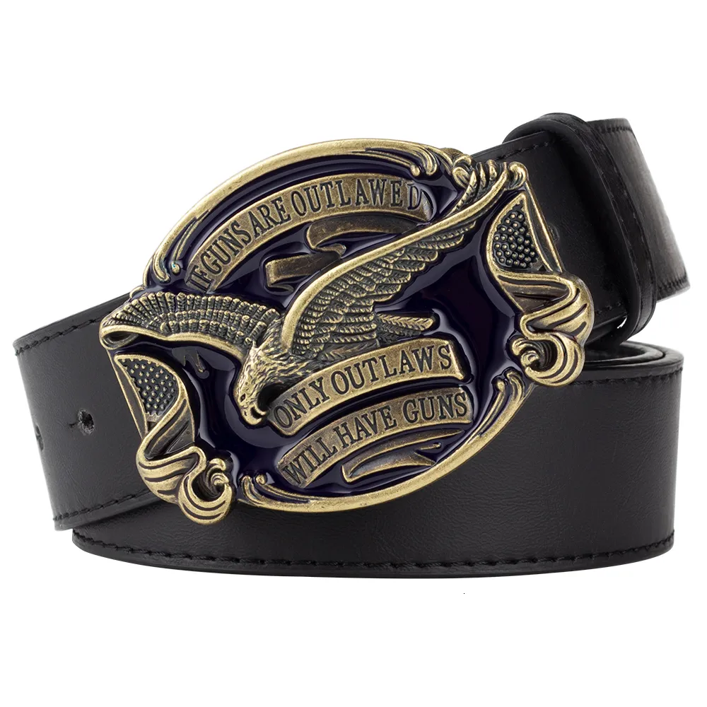 Autres accessoires de mode Ceinture aigle pour homme Jeans ONLY OUTLAWS WILL HAVE GUNS Boucle en métal Cowboy 230613