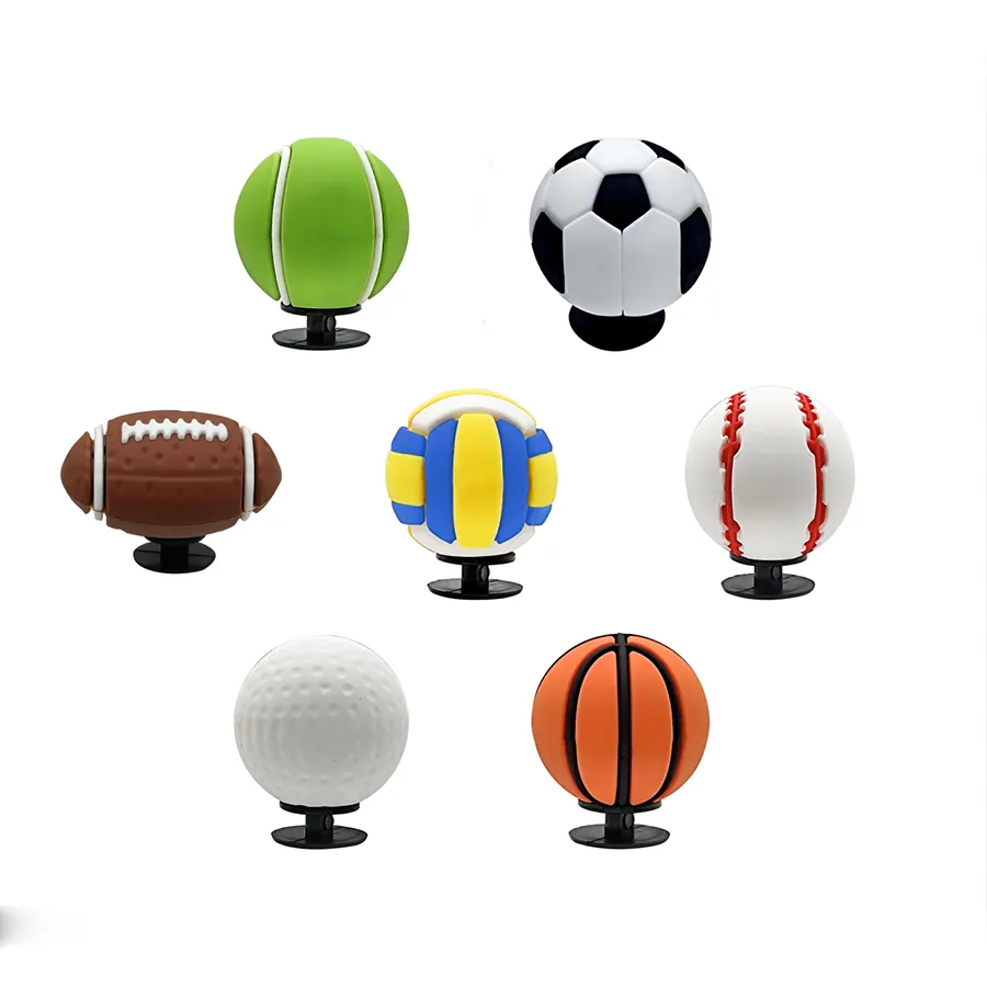 Vente en gros 3D Sports Basketball Football Croc Shoe Charms Pins Charms Accessoires