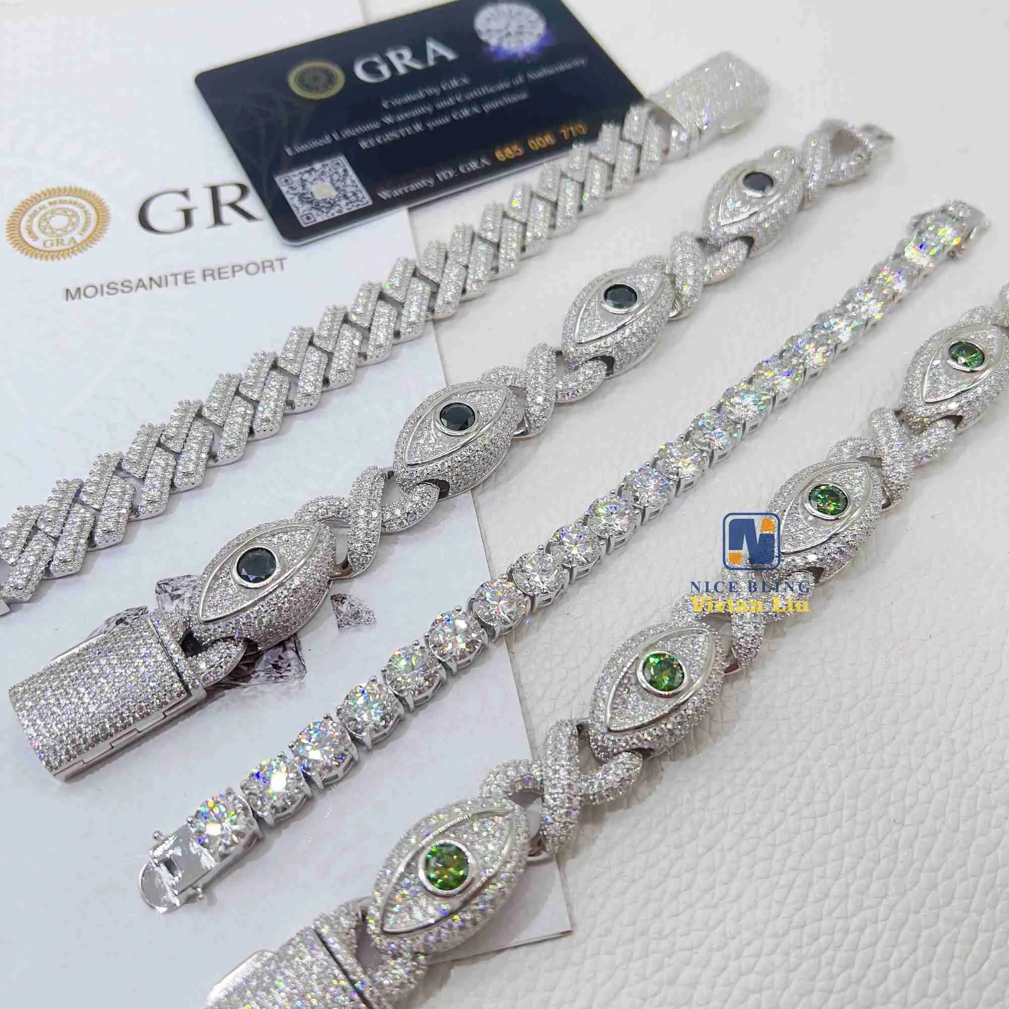 Gioielli di design Gioielli hip-hop personalizzati di vendita calda in argento sterling 925 catena a maglie cubane con diamanti in moissanite ghiacciata