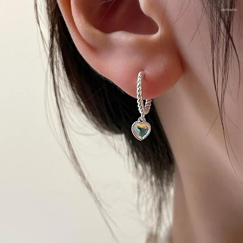 Boucles d'oreilles cerceau luxe pierre de lune coeur boucle d'oreille pour femmes filles fête mariage bijoux cadeau Eh2023