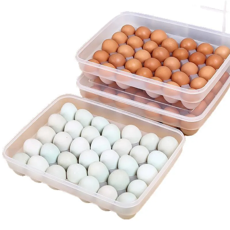 Förvaringslådor BINS 34 GRID EGG BOX EGGS TRAY MED LID DRACHER FÖRSKAPINGSFALLHÅLLARE Kylskåp Arrangör Kök Matbehållare 230613