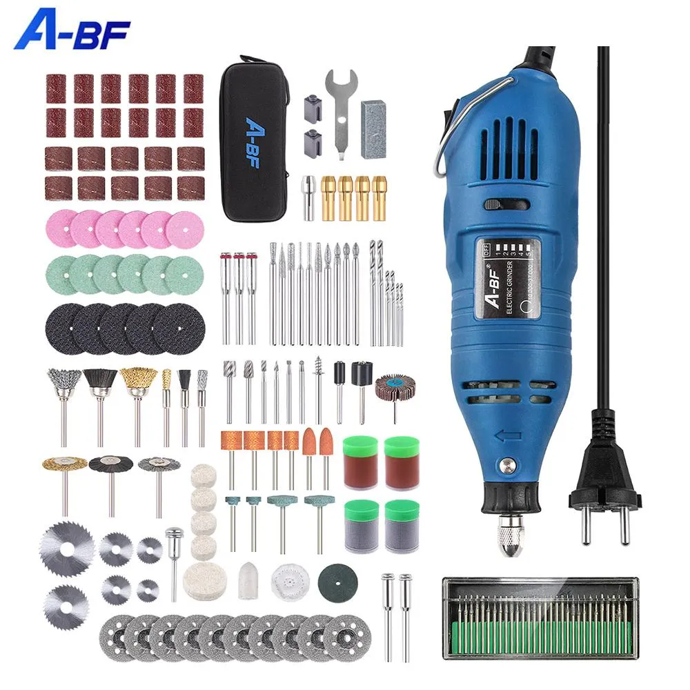 Boormachine ABF 150W électrique Dremel gravure Mini perceuse polisseuse outil rotatif à vitesse Variable avec 161 pièces outils électriques accessoires