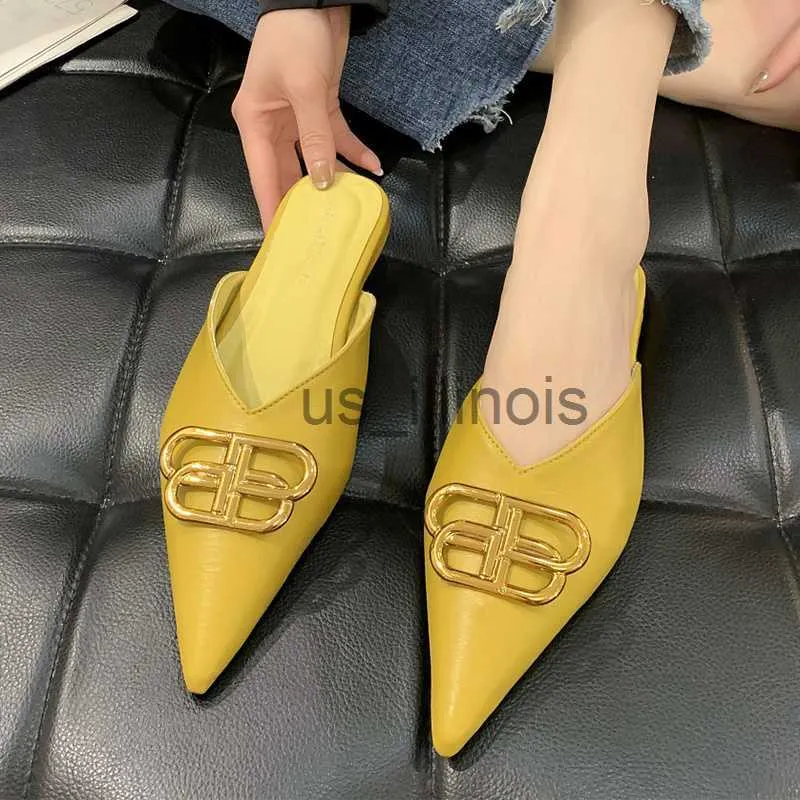 Slippers Women Flats Slippers Summer Mules Shoes Luxury Trend Slingback Sandals Ladies Slides 2023 New Fashion Walking Women Flip-flops J230613