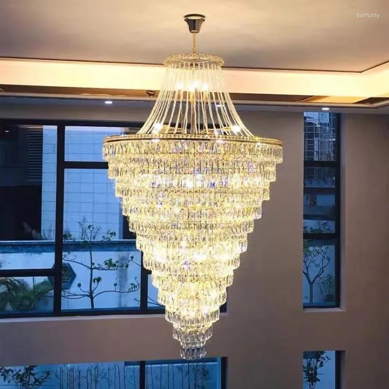 Hanglampen Luxe Woonkamerlamp Duplex Villa Hol Gebouw Middenbouw Deluxe Hal Led Kristallen Kroonluchters