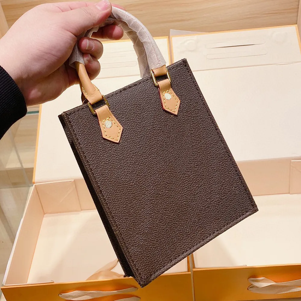 Роскошная сумка дизайнерская сумка Mini Tote Designer Dimbag Women Женщины подлинные кожаные покупки классическая печать узора