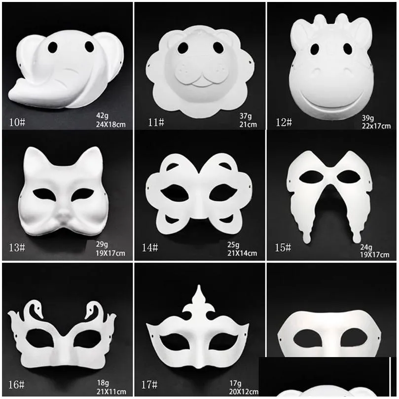 Party Masks Makeup Dance White Embryo Mod Diy Painting Handmade Mask Pp Animal Halloween Festival Paper Face Dbc Drop Delivery Home Dhq6O