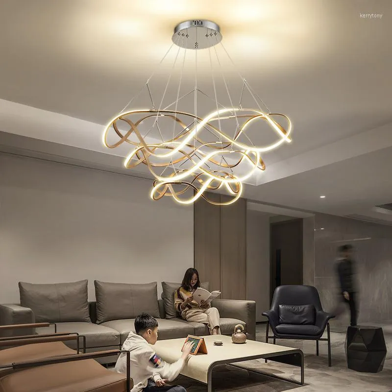 Lampadari Lustri LED Lampadario a soffitto Lampada a luce per soggiorno Camera da letto Moderni grandi apparecchi di illuminazione AC85-260V Oro