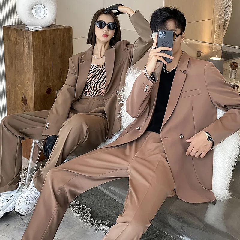 Men's Suits Blazers Men Women 2 PCS Sets Couple Streetwear Fashion Business  Casual Loose Office Jacket Pant Oversize 230613