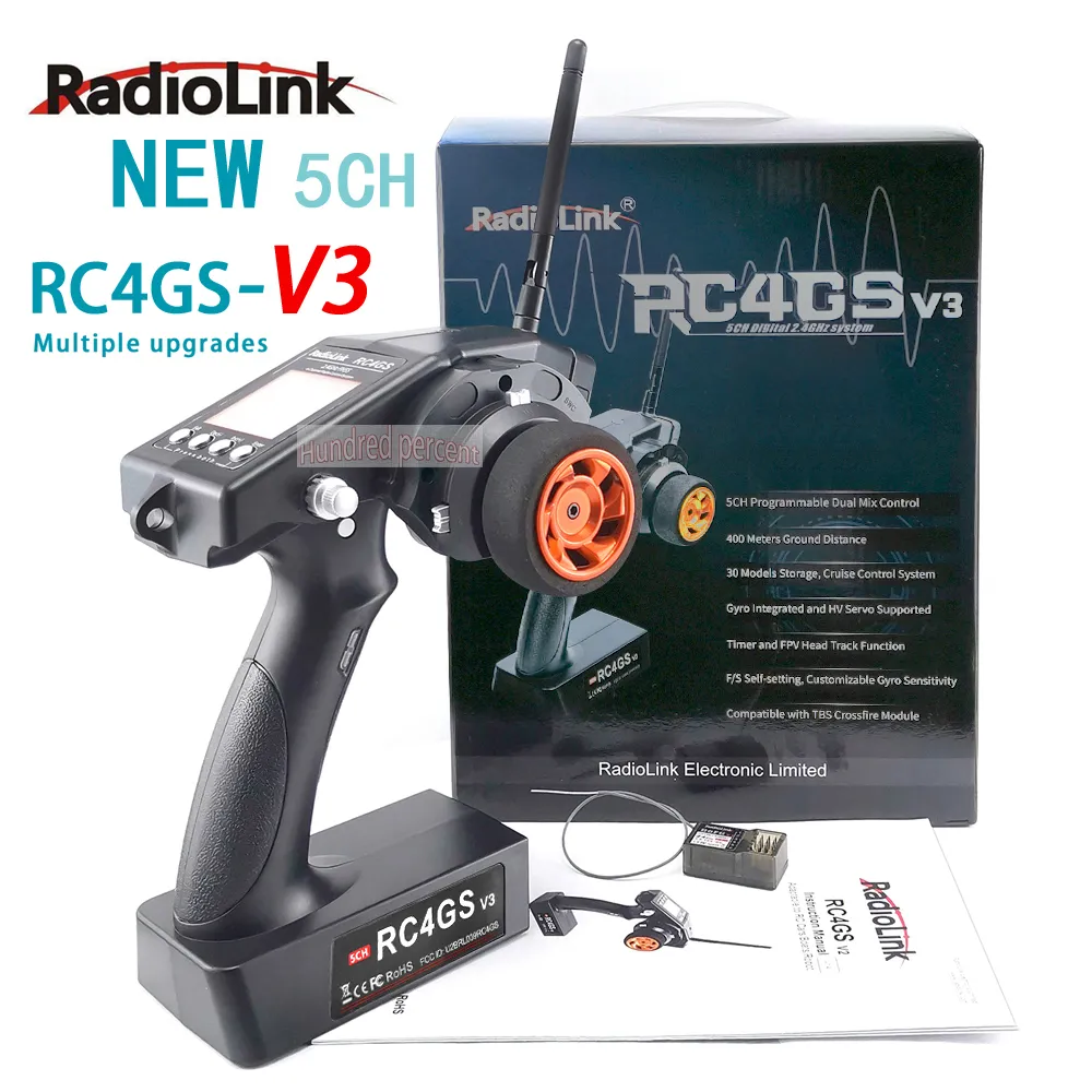 Delar Tillbehör Radiolink RC4GS V3 24G 4CH 5CH 7CH 400M avstånd Remote Controller Sändare R6FG GYRO Inside Receiver för RC Car Boat V4V5 230612