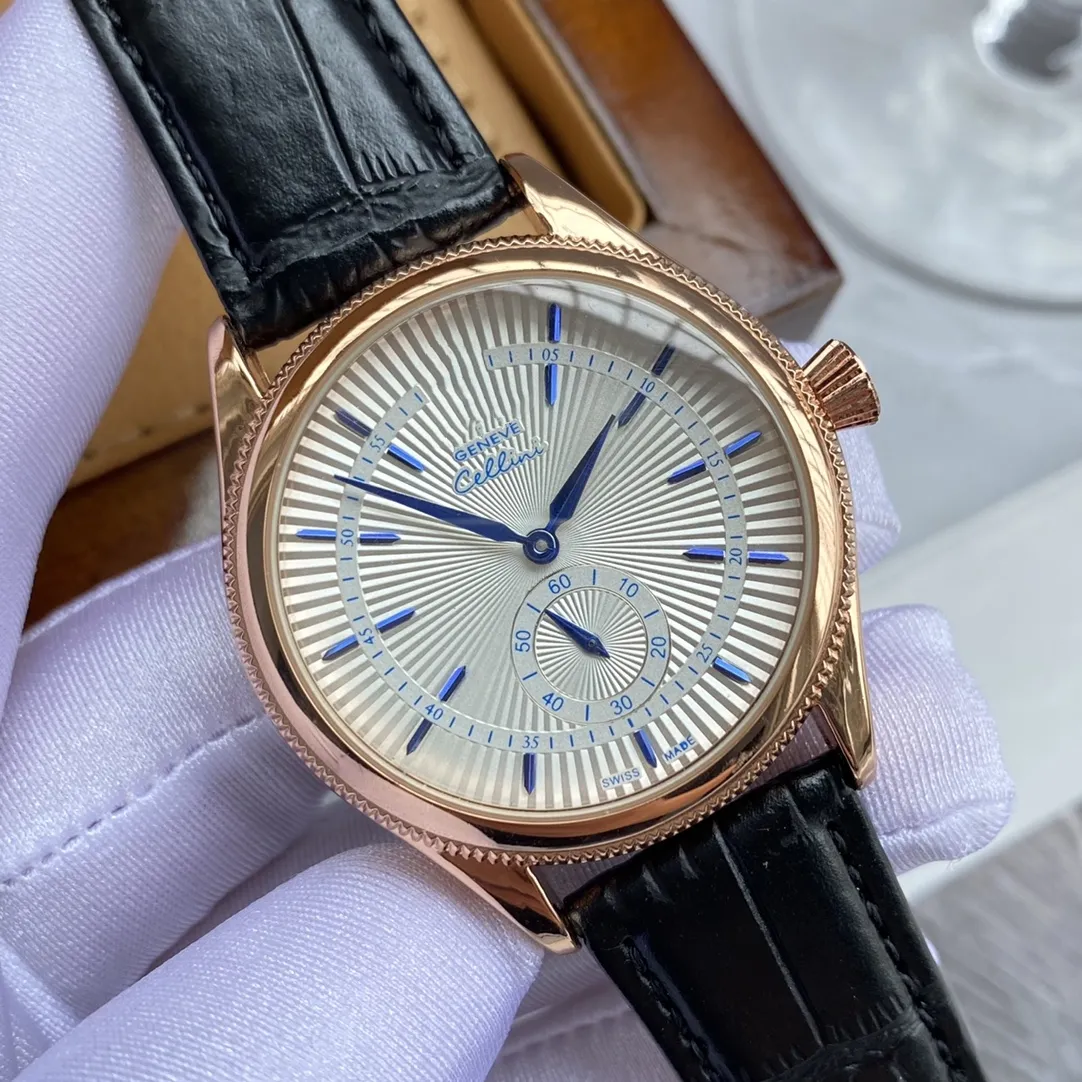 Wysokiej jakości męskie kobiety zegarki Cellini Ruch Kwarc Watch Tarf Prace Chronometre Streftwatch Skórzany pasek ze stali nierdzewnej Wodoodporne zegar Montre de Luxe