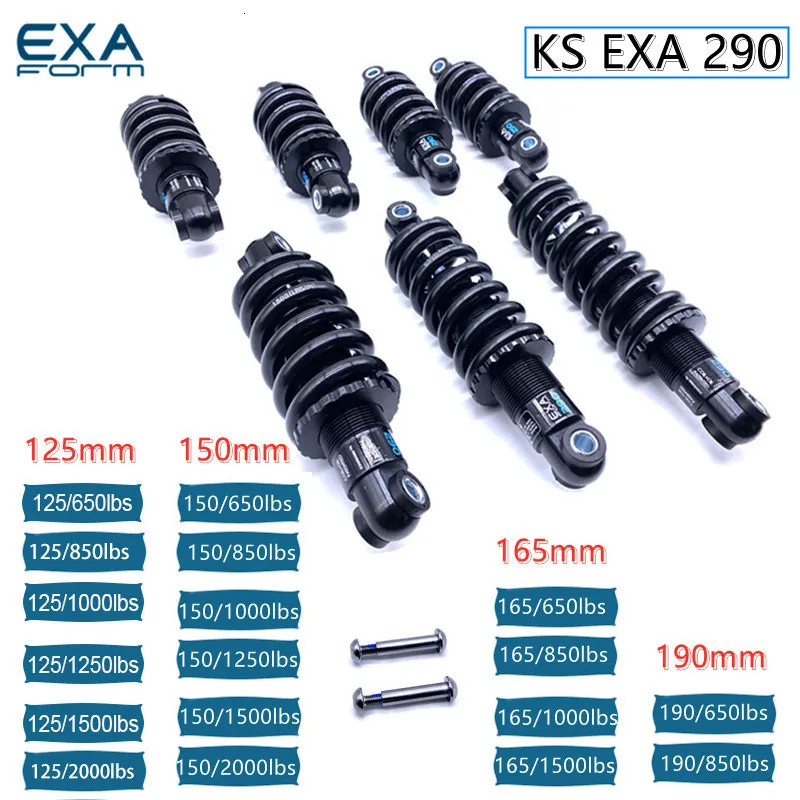 Bike Groupsets KS EXA Form 290 Bicycle Shock Absorber Rear Shocks 125 150 165 190mm for Downhill CX MTB Moutain Electric Scooter 650LBS 230612