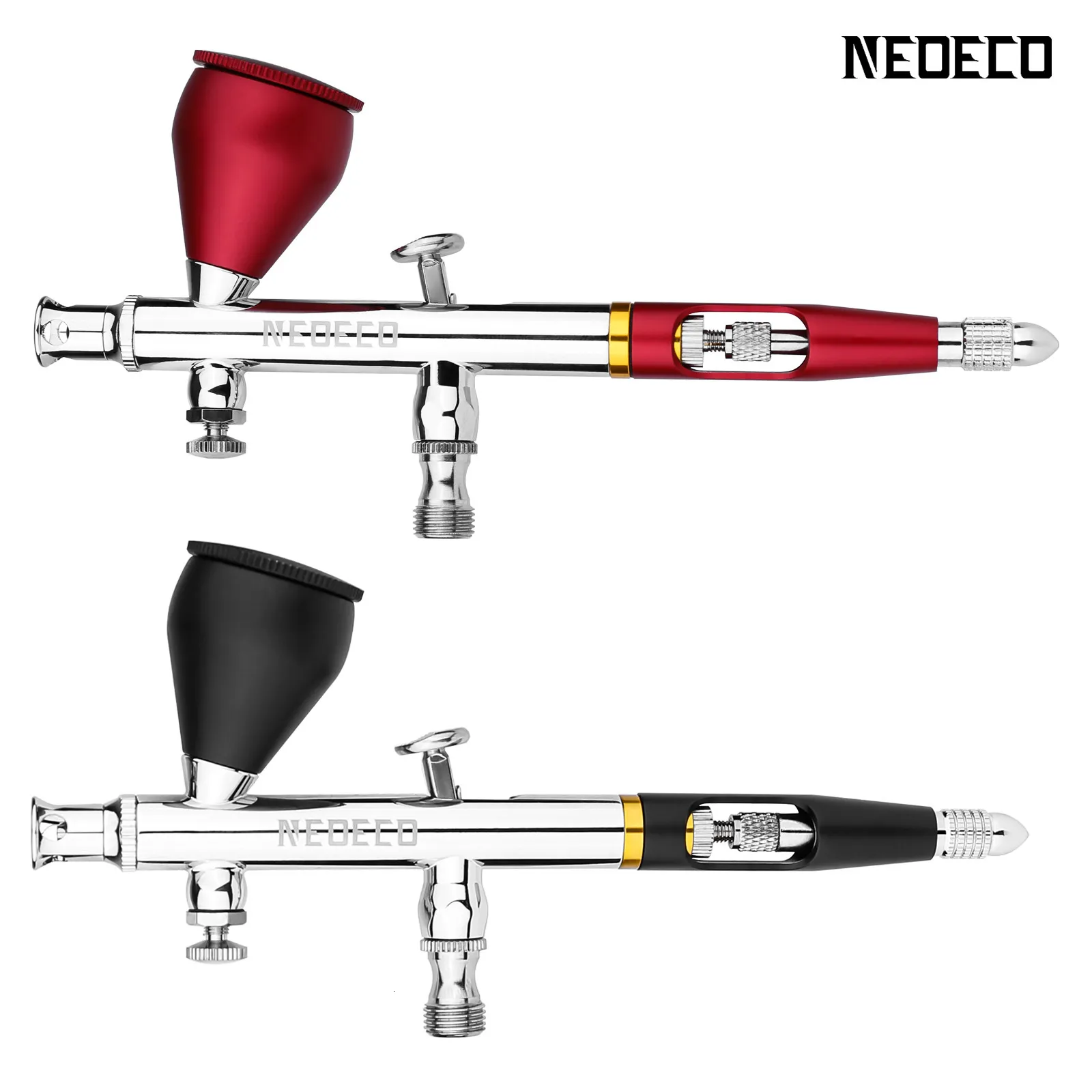 Airbrush Dövme Malzemeleri Neoeco NCT-SJ83 Çift Eylem Airbrush 9cc 13 Oz Sıvı Bardaklar Hızlı Kaldır Hava Fırçası Kapağı Tasarım Model Kek Sanatı için Yerçekimi Yem Seti 230612