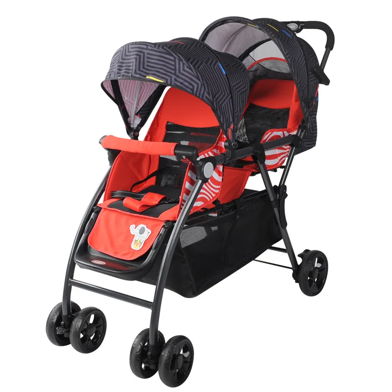 Twin Strollers Can Sit, Lie, Fold, and Carry Two-person Strollers. Baby Accessories Basket