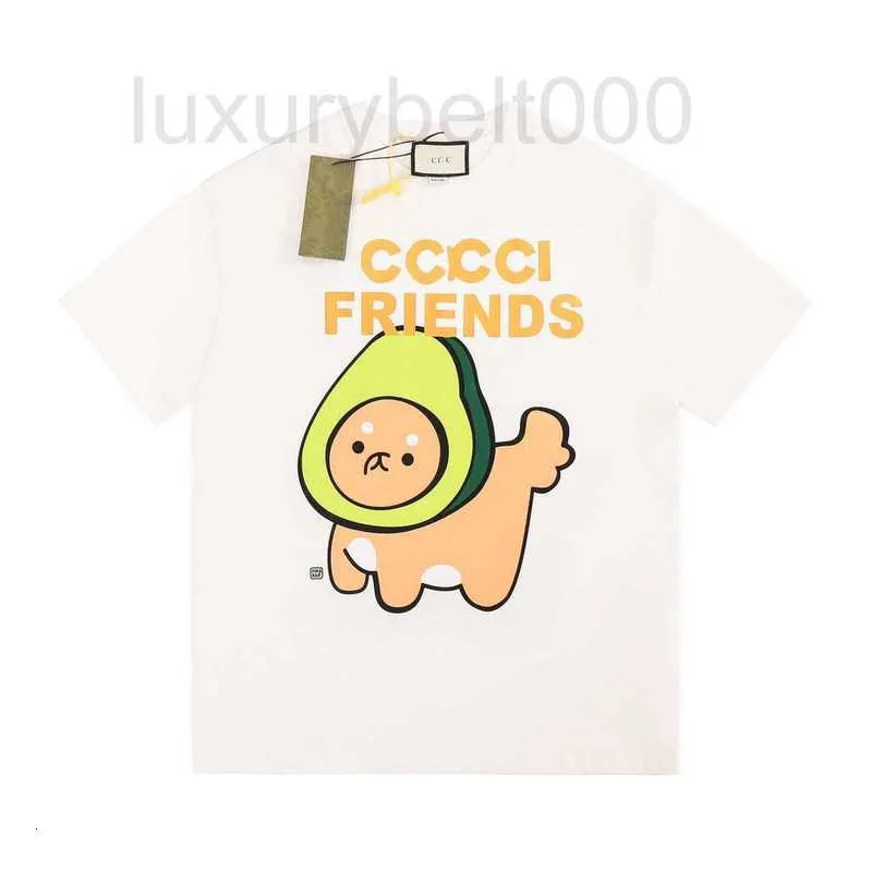 Diseñador de camisetas para mujer New Cute Pet Series Camiseta de manga corta con estampado de dibujos animados para parejas, versátil y de alta calidad LPQG