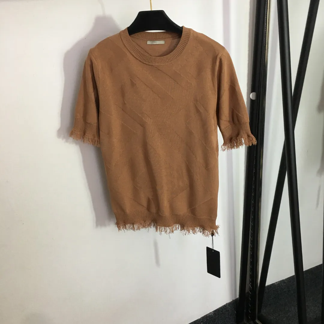 2023 femmes été tricot tee designer tops avec lettre motif milan piste designer crop top viscose t-shirt vêtements haut de gamme élasticité pull pull