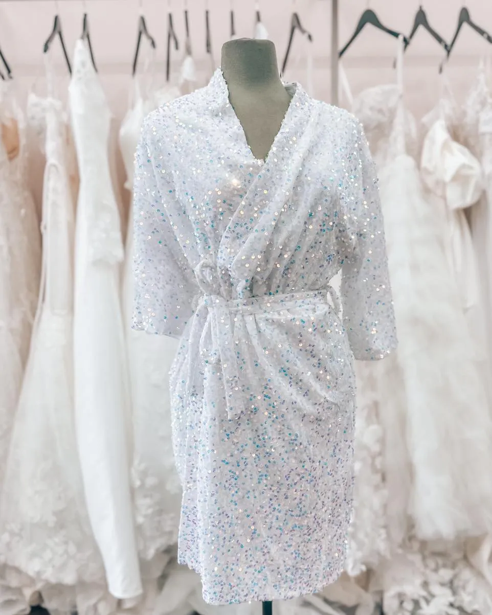 sequin kimono wedding dress Ivory Coast V Neck Sequin Kimono Sleeve Wedding Dress