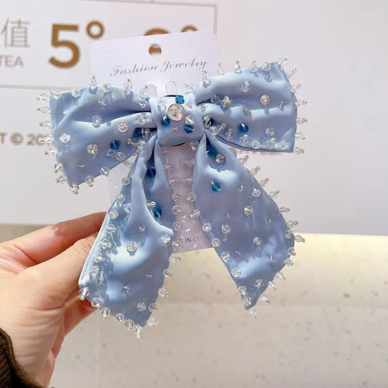 Spille Papillon in tessuto blu per donna Camicia stile college con strass di cristallo coreano Cravatta Colletto Pin Regali di gioielli di lusso