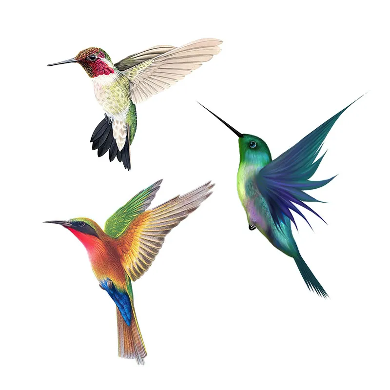 Tre Ratels QCF46 Vacker kolibri handmålad fågel klistermärke för hemdekoration toalettklistermärke